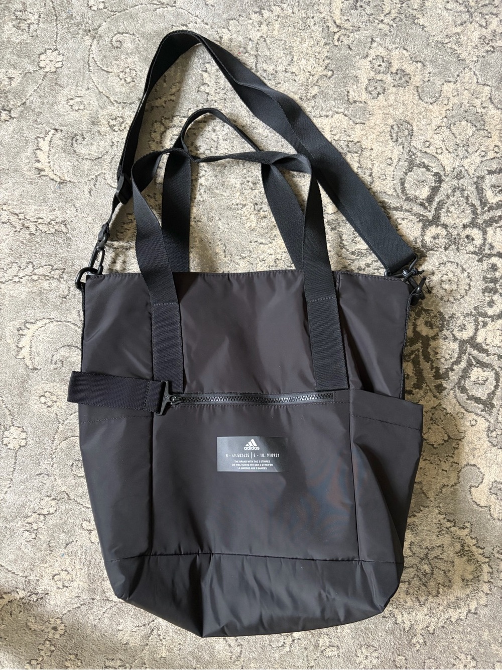 adidas Black Multi-strap Messenger Tote. Crossbody.